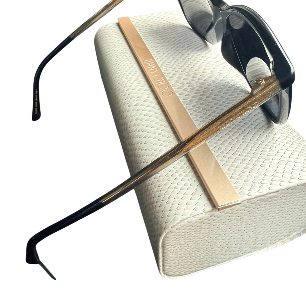 NWT Jimmy Choo Black Cat-Eye Sunglasses 🕶️ BA-G-S 807IR 145 - Picture 9 of 14